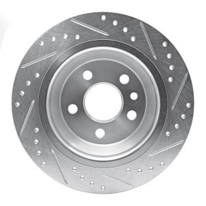 Ford Focus RS Brake Rotor (1) - Rear Left - R1 Concepts - Drilled & Slotted - Silver - `09-`15